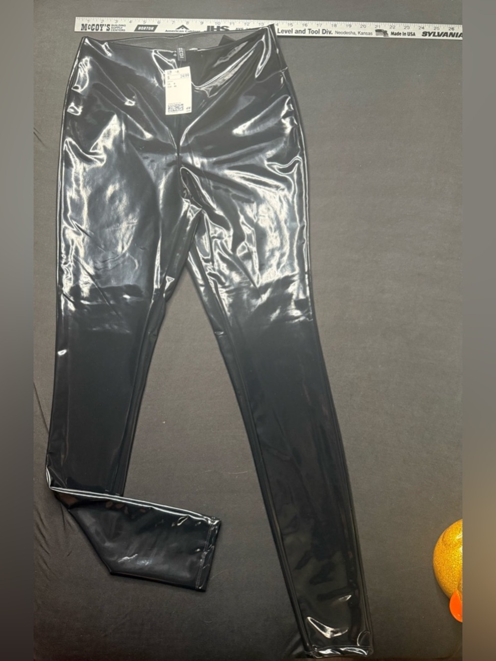 H&M Glossy Black Vinyl-Look Leggings size 8, NWT